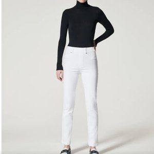 Spanx Pull On White Distressed Skinny Jeans With Frayed Ankle SIZE XL